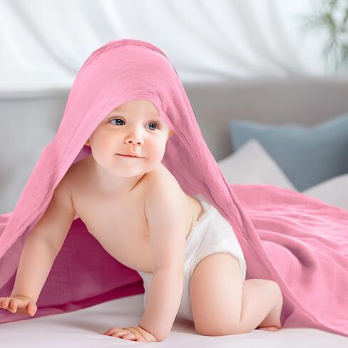 Preboun 4 PCS Muslin Rooded Baby مناشف الأطفال ، 32 "× 32" من منشفة حمام الحمام المولود حديثًا للقطن. in Saudi Arabia