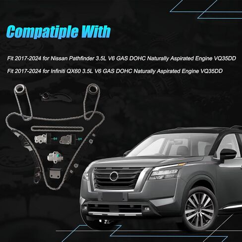 130286KA0A Engine Timing Chain Kit Fit 2017-2024 for Nissan Pathfinder Infiniti QX60 3.5L V6 Engine VQ35DD, Replace 13021-6KA0A 130286KA1B 130706KA1C 13091JA10A 150416KA0A 130856KA0A in Saudi Arabia