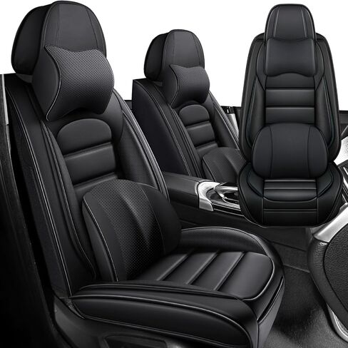 Car Seat Covers for Audi Q5 2009-2025,Waterproof Soft Breathable PU Leather Seat Cover with Storage Pockets(Blue&White,Full Set) in Kuwait