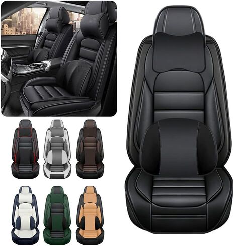Car Seat Covers for Audi Q5 2009-2025,Waterproof Soft Breathable PU Leather Seat Cover with Storage Pockets(Blue&White,Full Set) in Kuwait