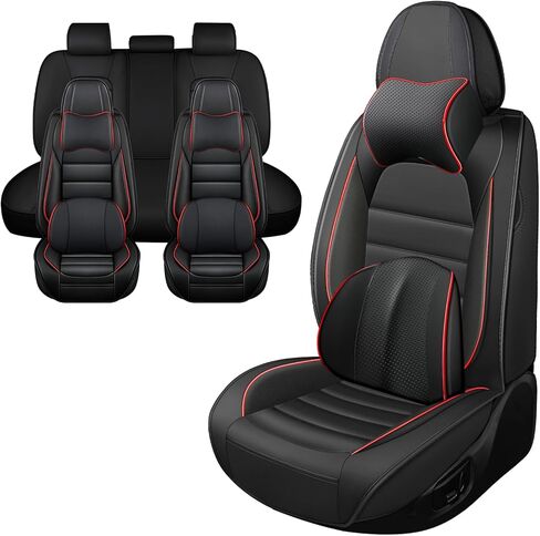 Car Seat Covers for Audi Q5 2009-2025,Waterproof Soft Breathable PU Leather Seat Cover with Storage Pockets(Blue&White,Full Set) in Kuwait