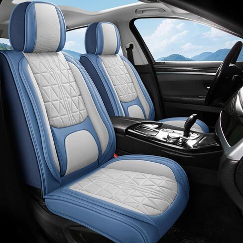 otoez Car Seat Covers Full Set, Nappa Leather Seat Covers for Cars with Lumbar Support, Breatheable Automotive Seat Cover Protector Universal Fit for Most Car Sedan SUV Truck, Pink & White in Saudi Arabia