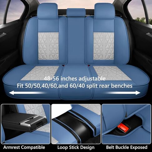 otoez Car Seat Covers Full Set, Nappa Leather Seat Covers for Cars with Lumbar Support, Breatheable Automotive Seat Cover Protector Universal Fit for Most Car Sedan SUV Truck, Pink & White in Saudi Arabia