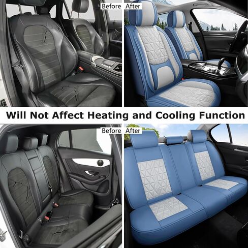 otoez Car Seat Covers Full Set, Nappa Leather Seat Covers for Cars with Lumbar Support, Breatheable Automotive Seat Cover Protector Universal Fit for Most Car Sedan SUV Truck, Pink & White in Saudi Arabia