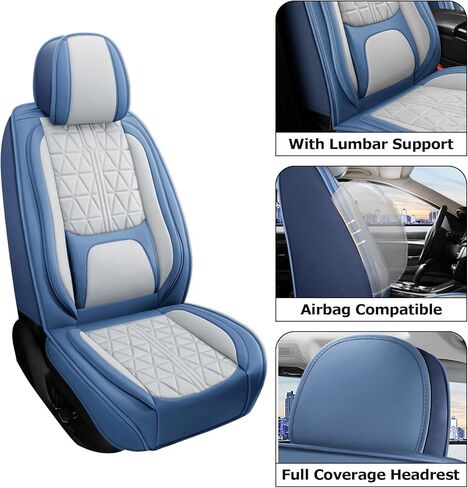 otoez Car Seat Covers Full Set, Nappa Leather Seat Covers for Cars with Lumbar Support, Breatheable Automotive Seat Cover Protector Universal Fit for Most Car Sedan SUV Truck, Pink & White in Saudi Arabia