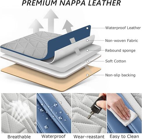 otoez Car Seat Covers Full Set, Nappa Leather Seat Covers for Cars with Lumbar Support, Breatheable Automotive Seat Cover Protector Universal Fit for Most Car Sedan SUV Truck, Pink & White in Saudi Arabia