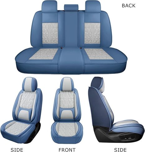 otoez Car Seat Covers Full Set, Nappa Leather Seat Covers for Cars with Lumbar Support, Breatheable Automotive Seat Cover Protector Universal Fit for Most Car Sedan SUV Truck, Pink & White in Saudi Arabia