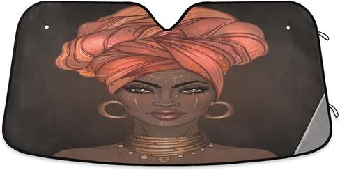ALAZA Afro American Woman in Shock Shade Windshield Sun Shade,Foldable Car Sun Shade for Front Windshield Sunshades Protector Blocks UV Rays Sun Visor Protect and Cool Your Vehicle Interior in Saudi Arabia
