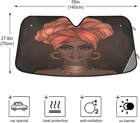 ALAZA Afro American Woman in Shock Shade Windshield Sun Shade,Foldable Car Sun Shade for Front Windshield Sunshades Protector Blocks UV Rays Sun Visor Protect and Cool Your Vehicle Interior in Saudi Arabia