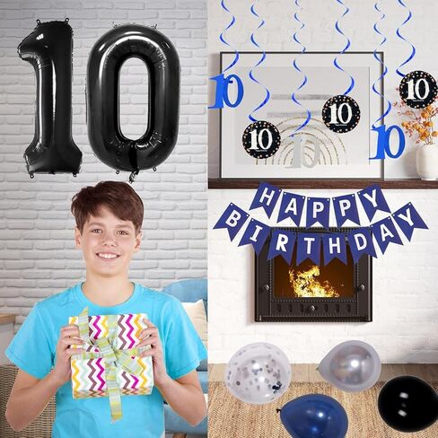 ديكورات عيد الميلاد السادسة عشر للبنين والبنات الأزرق الداكن ، راية عيد ميلاد سعيد أسود رقم 16 بالونات مائدة مائدة رقائق البالونات نجمة النجوم جارلاند قوس كيت-16 سنة لوازم حفلة عيد ميلاد عمرها in Kuwait