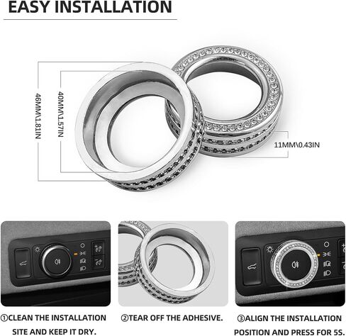 Bling Car Accessory for Ford Explorer,Crystal Car Side Light Switch Knob Cover for Ford Explorer 2020 2021 2022 2023 2024 2025. in Kuwait