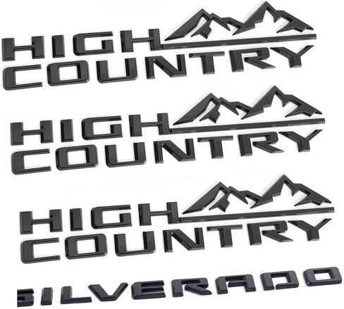4pack for Silverado Plus Three High Country Emblems 3D Letters Badges Compatible with Silverado 2019-2025 (Gloss Black) in Saudi Arabia
