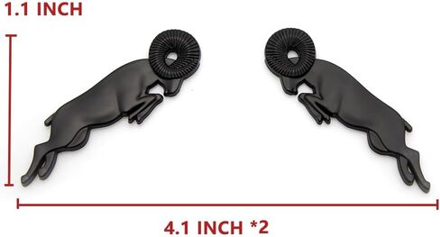 2Pc 3D Car Emblem for Leaping Ram Body Fender Emblem Premium Car Nameplates for Ram 1500 (Black) in Saudi Arabia