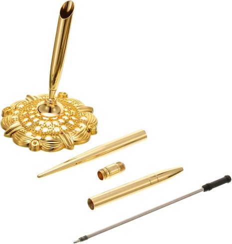 2 Pieces Hollow Round Pen Holder Pen Set for Wedding Bridal Engagement Guests Book Valentine's Day Favor(Rose Gold) in Saudi Arabia