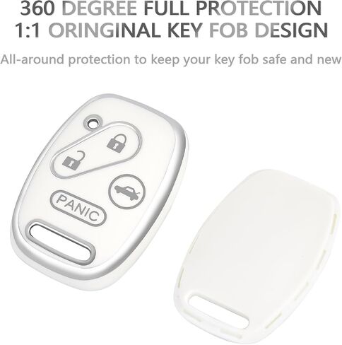OFFCURVE Key Fob Cover with Keychain for Honda, Full Protective Car Key Case Holder for Honda Accord Accord Crosstour CR-V Civic Element Pilot Key Fob Keyless Entry Remote Car Accessories, White in Saudi Arabia
