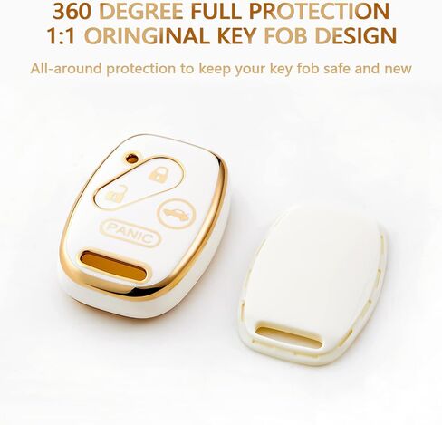 OFFCURVE Key Fob Cover with Keychain for Honda, Full Protective Car Key Case Holder for Honda Accord Accord Crosstour CR-V Civic Element Pilot Key Fob Keyless Entry Remote Car Accessories, White in Saudi Arabia