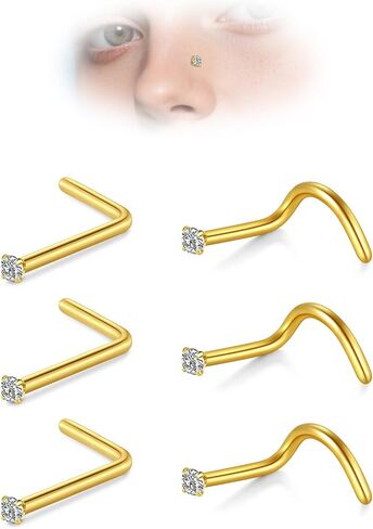 D.Bella 18G 20G 22G Rings Rings Studs Stainless Steel 1.5mm 2mm 2.5mm 3mm CZ COSCREW & L FASE NOSTRIL JOWENTION in Saudi Arabia