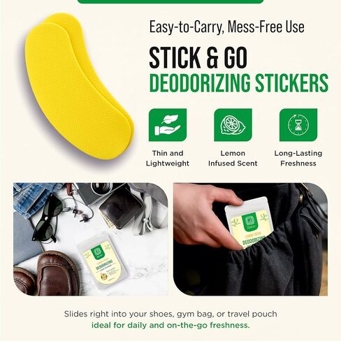 Natural Shoe Deodorant Stickers Odor Remover Patches for Shoes & Slippers, Long-Lasting Fresh Scent, Eliminates Bad Smell, Easy to Use – 20 Count Pack in Saudi Arabia
