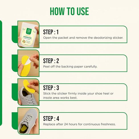 Natural Shoe Deodorant Stickers Odor Remover Patches for Shoes & Slippers, Long-Lasting Fresh Scent, Eliminates Bad Smell, Easy to Use – 20 Count Pack in Saudi Arabia