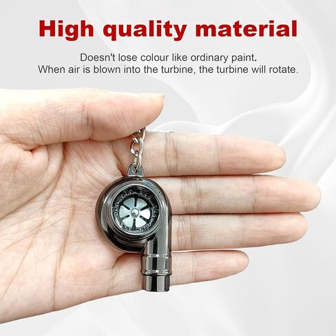 Augeny Car Turbo Keychain, Creative Charming Polished Turbocharger Key Chain, Mini Auto Turbo Key Ring, Car Part Decoration (Small-Black) in Saudi Arabia