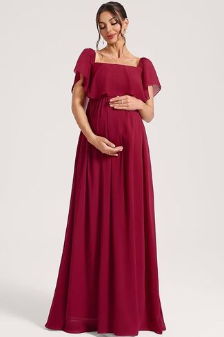 Ruffles Maternity Dresses Formal 2025 Long Chiffon Maternity Maxi Dress Summer TN347 in Saudi Arabia