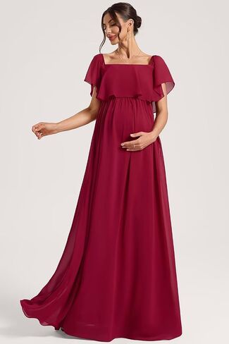 Ruffles Maternity Dresses Formal 2025 Long Chiffon Maternity Maxi Dress Summer TN347 in Saudi Arabia