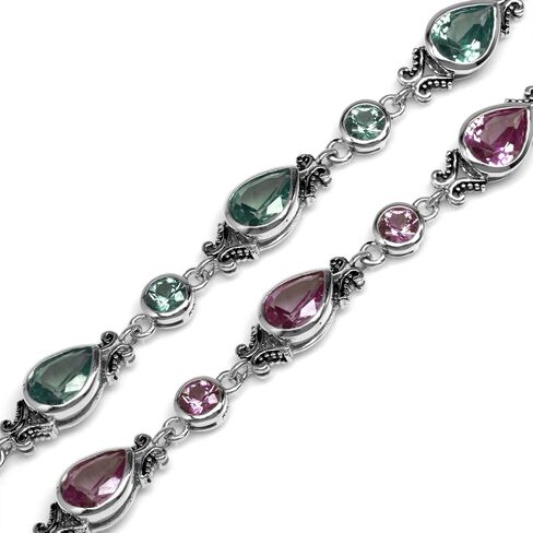 Silvershake 10X7mm Pear Shape Gemstone Antique Finishing or Yellow Gold Plated 925 Sterling Silver Balinese Style 7.25 to 8.75 Inch Adjustable Bracelet Jewelry for Women in Saudi Arabia