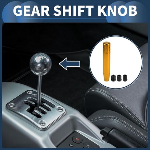 Car Shift Knob, 18cm Universal for Automatic and Manual Vehicle Gear Shifter Knob with 3 Adapter Aluminum Alloy Black, 1 Set in Saudi Arabia