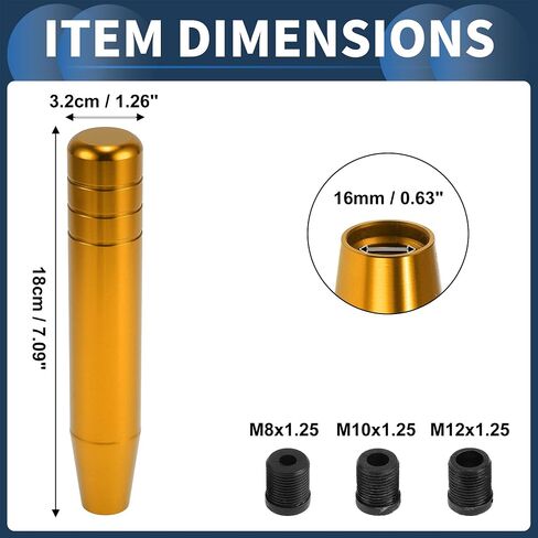 Car Shift Knob, 18cm Universal for Automatic and Manual Vehicle Gear Shifter Knob with 3 Adapter Aluminum Alloy Black, 1 Set in Saudi Arabia