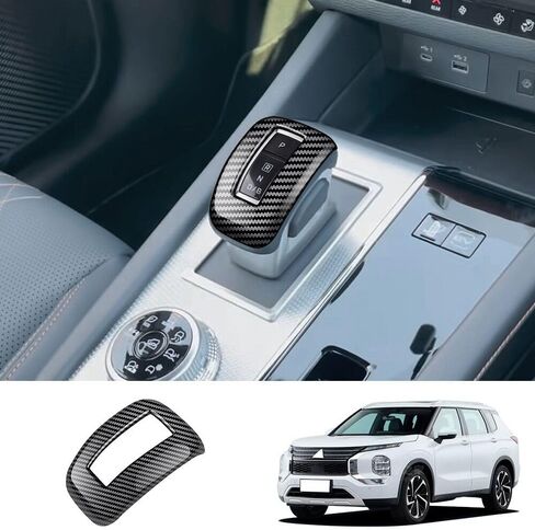 غطاء مقبض المعدات Car Cover Cover Automatic Transmission Trim for Mitsubishi Outlander 2023 2024 2025 Accesories ، ABS Carbon Carbon Pattern (Black) in Kuwait