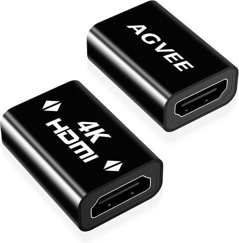 AGVEE 2 Pack 8K Female to Female HDMI Adapter, 8K@60HZ HDR HDMI 2.1 Coupler Converter Extension Connetor, Aluminium Alloy Shell for HDTV Roku Stick, Switch, Xbox One, PS4, PC, Black in Kuwait