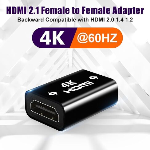 AGVEE 2 Pack 8K Female to Female HDMI Adapter, 8K@60HZ HDR HDMI 2.1 Coupler Converter Extension Connetor, Aluminium Alloy Shell for HDTV Roku Stick, Switch, Xbox One, PS4, PC, Black in Kuwait