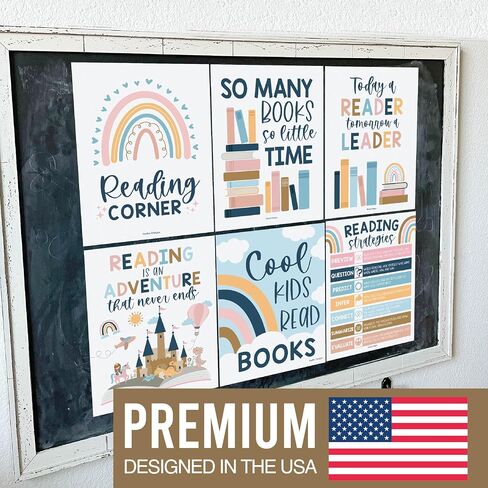 Hadley Designs 6 Boho Reading Posters For Classroom Library Decorations For School, Reading Bulletin Board Sets For Classrooms, Reading Corner Decor For Classroom, Read Poster in Saudi Arabia
