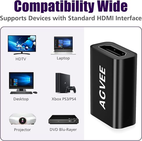 AGVEE 2 Pack 8K Female to Female HDMI Adapter, 8K@60HZ HDR HDMI 2.1 Coupler Converter Extension Connetor, Aluminium Alloy Shell for HDTV Roku Stick, Switch, Xbox One, PS4, PC, Black in Kuwait