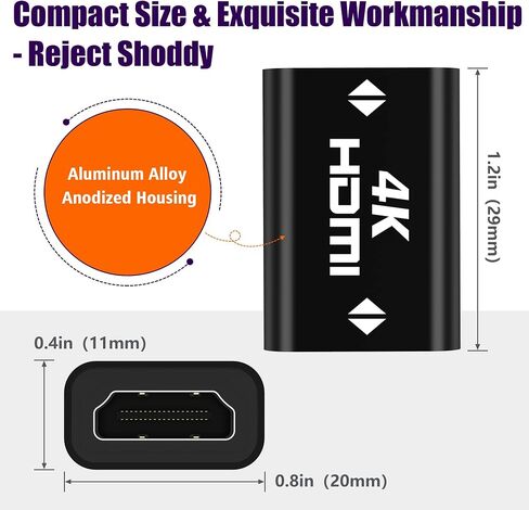 AGVEE 2 Pack 8K Female to Female HDMI Adapter, 8K@60HZ HDR HDMI 2.1 Coupler Converter Extension Connetor, Aluminium Alloy Shell for HDTV Roku Stick, Switch, Xbox One, PS4, PC, Black in Kuwait