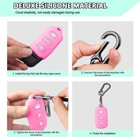 ft funtor 2 pcs لغطاء مفتاح تويوتا ، متوافق مع تويوتا 4Runner Camry Corolla Matrix Sequoia Avalon Silicone Cover مع 3 أزرار (أسود+رمادي) in Kuwait