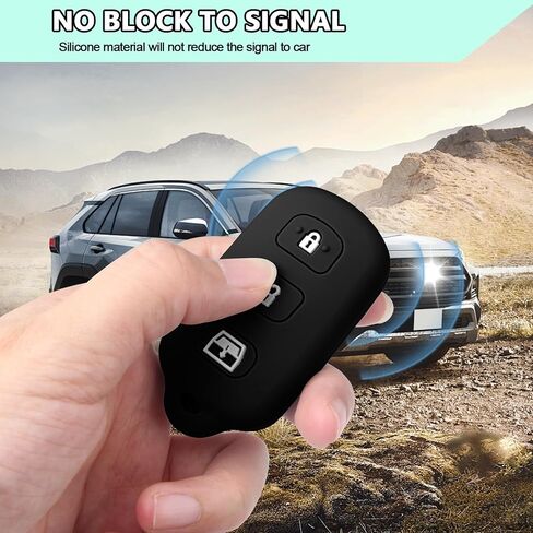 ft funtor 2 pcs لغطاء مفتاح تويوتا ، متوافق مع تويوتا 4Runner Camry Corolla Matrix Sequoia Avalon Silicone Cover مع 3 أزرار (أسود+رمادي) in Kuwait