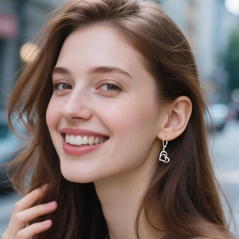925 Sterling Silver 14K Gold Plated Heart Dangle Earrings, BOUTIQUELOVIN Dangling Drop Earring for Trendy Women Leverback Earings Double Heart Hypoallergenic Jewelry Gift in Kuwait