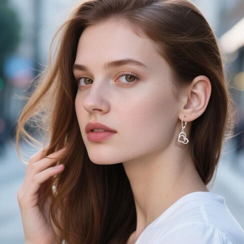925 Sterling Silver 14K Gold Plated Heart Dangle Earrings, BOUTIQUELOVIN Dangling Drop Earring for Trendy Women Leverback Earings Double Heart Hypoallergenic Jewelry Gift in Kuwait