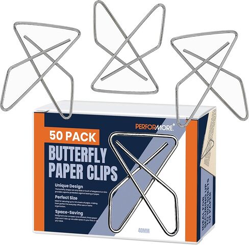 Performore Butterfly Paper Clips, 2 Pack (100 Pieces), 1x1.5 Inch, 1.4mm Thick – Durable Clips for Crafting, DIY Projects, Home Use – Ideal for Securing Papers, Fabrics, and More in Kuwait