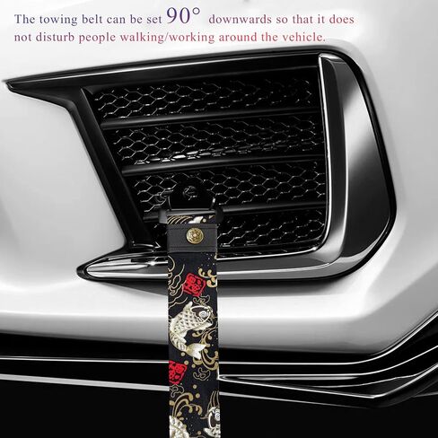 Racing Tow Strap, Car Modification JDM Sports Bumper Decorative Traction Rope Trailer Belt, High Strength Nylon Universal Towing Strap Trailer Hook for Front or Rear Bumper (Fishes Black) in Kuwait