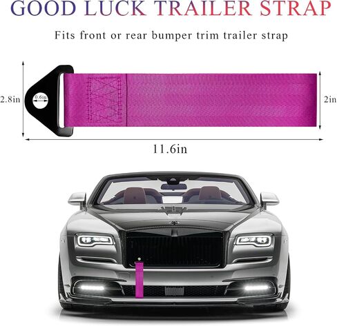 Racing Tow Strap, Car Modification JDM Sports Bumper Decorative Traction Rope Trailer Belt, High Strength Nylon Universal Towing Strap Trailer Hook for Front or Rear Bumper (Fishes Black) in Kuwait