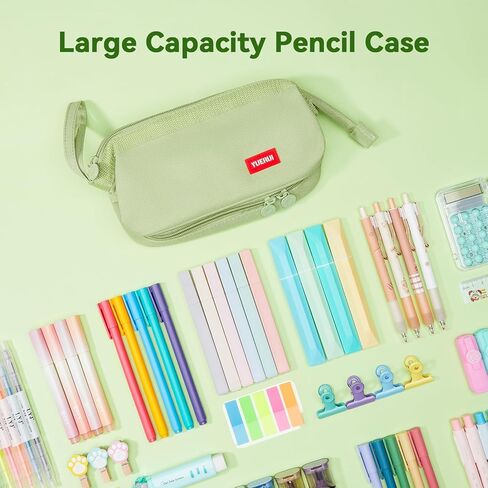 Pencil Case - 2-Layer Large Capacity Pencil Pouch with Sturdy Zipper, Big Aesthetic Stationery Pen Pouch with Handle, College Pencil Storage Box Organizer Makeup Bag for Women & Men(Black) in Kuwait