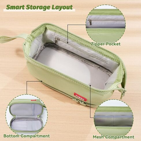 Pencil Case - 2-Layer Large Capacity Pencil Pouch with Sturdy Zipper, Big Aesthetic Stationery Pen Pouch with Handle, College Pencil Storage Box Organizer Makeup Bag for Women & Men(Black) in Kuwait