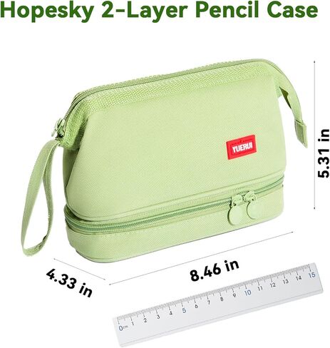 Pencil Case - 2-Layer Large Capacity Pencil Pouch with Sturdy Zipper, Big Aesthetic Stationery Pen Pouch with Handle, College Pencil Storage Box Organizer Makeup Bag for Women & Men(Black) in Kuwait