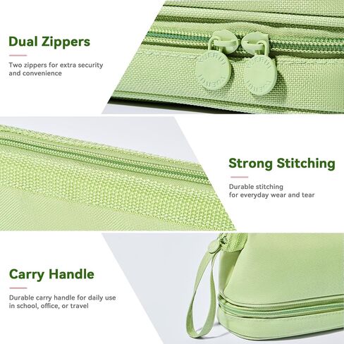 Pencil Case - 2-Layer Large Capacity Pencil Pouch with Sturdy Zipper, Big Aesthetic Stationery Pen Pouch with Handle, College Pencil Storage Box Organizer Makeup Bag for Women & Men(Black) in Kuwait