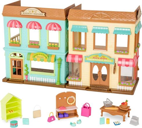 Li'l Woodzeez – 16 Pcs Safety Department Dollhouse Playset – Fire Truck, Miniature Furnitures & Accessories Included – Stackable Toy Pretend Play for Kids 3+ in Saudi Arabia