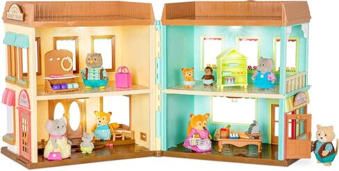 Li'l Woodzeez – 16 Pcs Safety Department Dollhouse Playset – Fire Truck, Miniature Furnitures & Accessories Included – Stackable Toy Pretend Play for Kids 3+ in Saudi Arabia