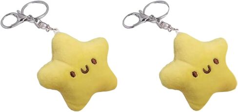 2 Pcs Yellow Plush Star Car Keychain Backpack Accessories Doll Pendant Heart Healing in Addition to Serving as a Keychain Women's Keyrings and Keychains Car Accessories in Saudi Arabia