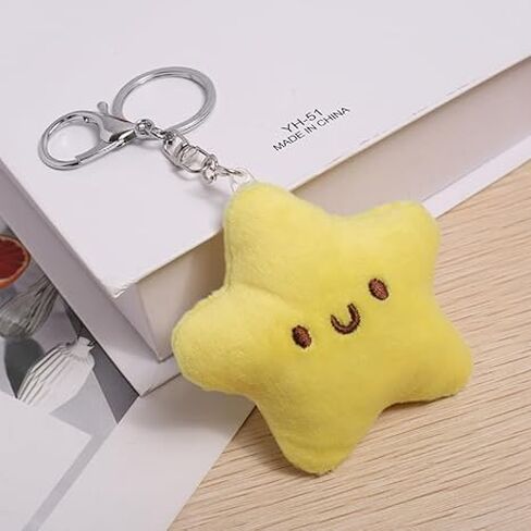 2 Pcs Yellow Plush Star Car Keychain Backpack Accessories Doll Pendant Heart Healing in Addition to Serving as a Keychain Women's Keyrings and Keychains Car Accessories in Saudi Arabia